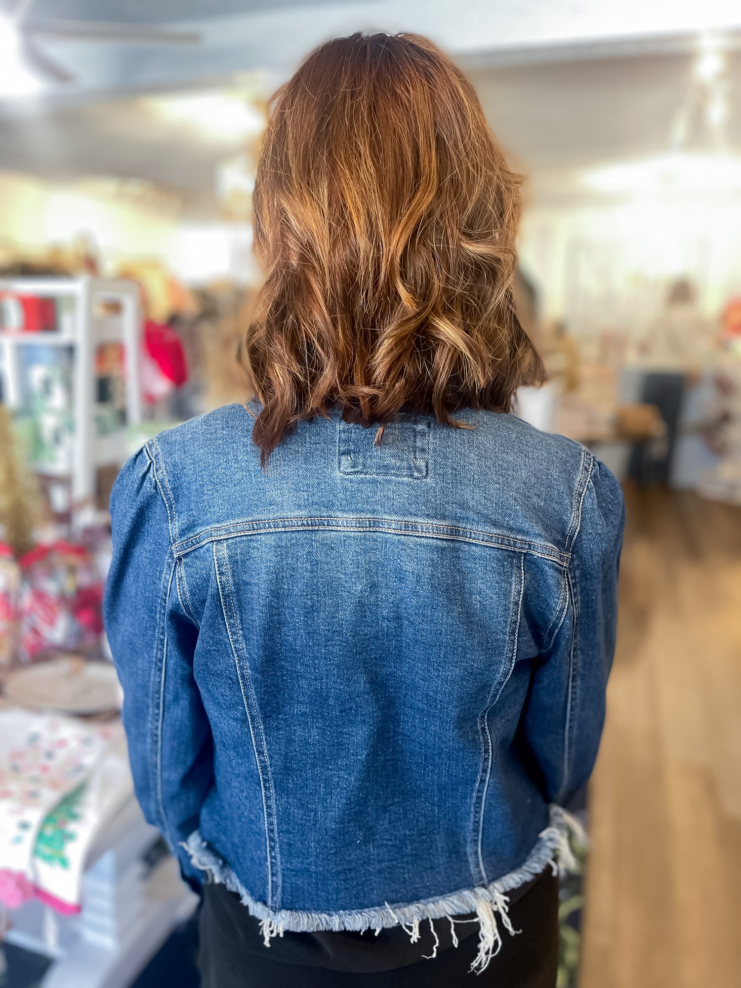 Everly Puff-Sleeve Denim Jacket Risen