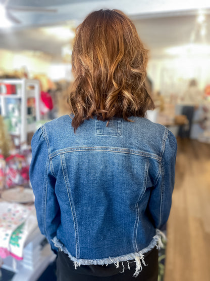 Everly Puff-Sleeve Denim Jacket Risen