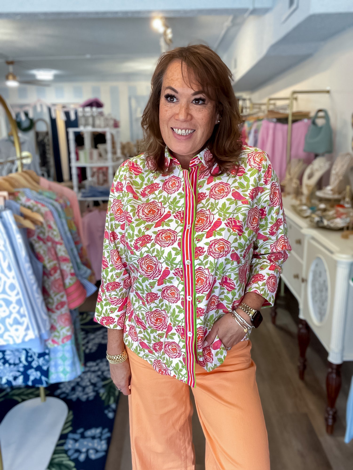 English Garden Top - Pink/Lime Gretchen Scott