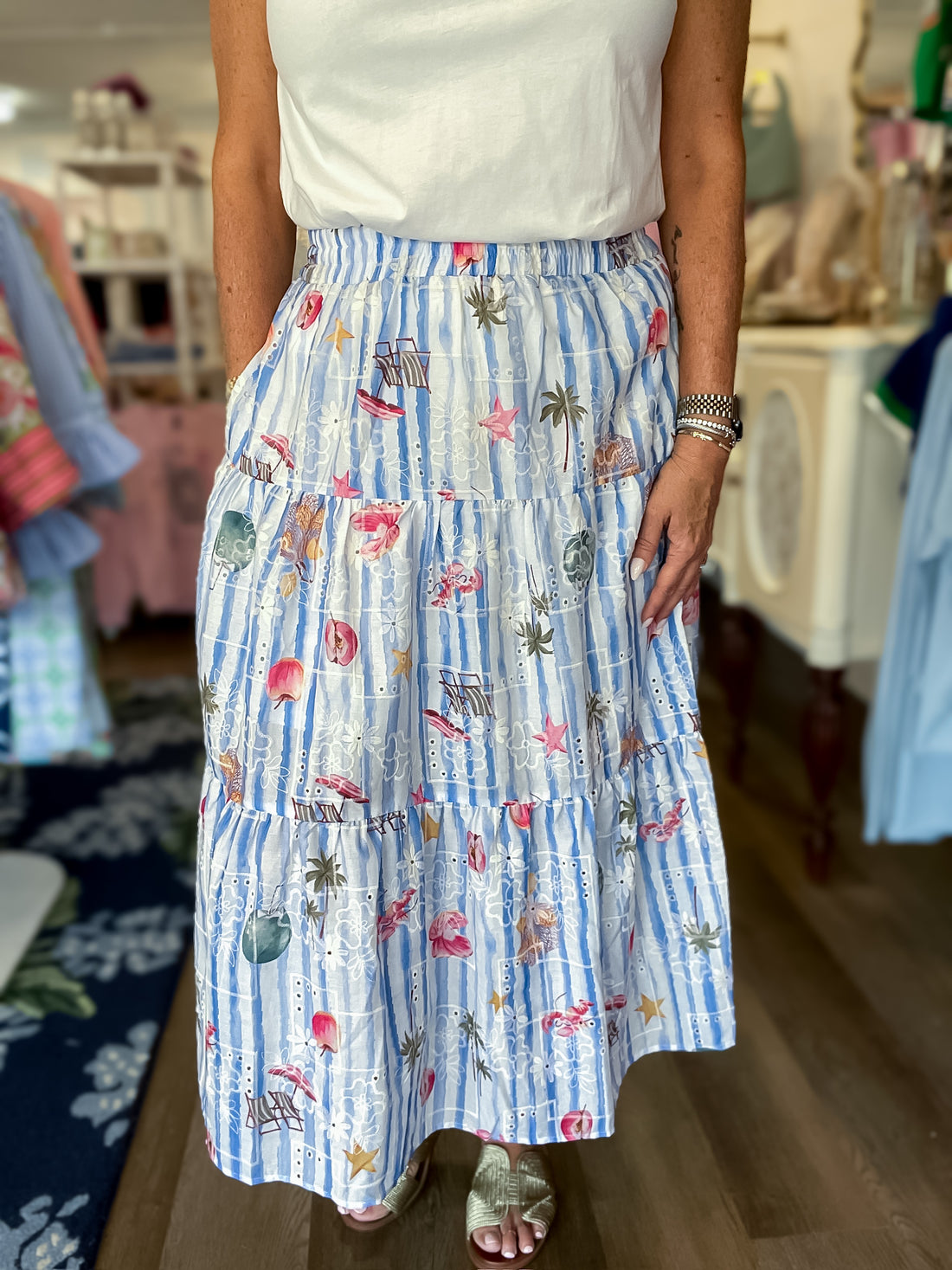 Seaside Postcard Tiered Skirt Entro