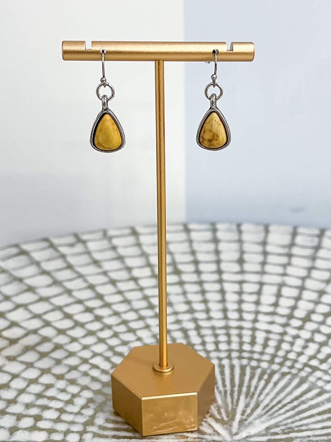 Faux Turquoise Teardrop Earrings – Yellow Threads of Grace