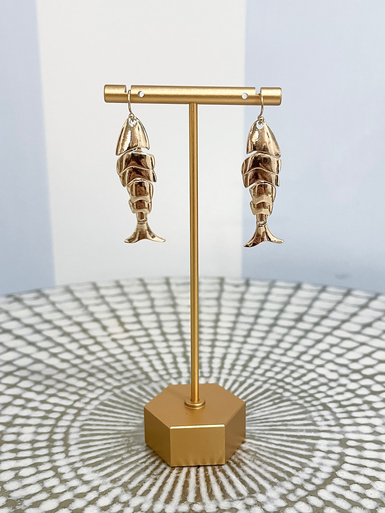 Gold Fish Drop Earrings SW Trading