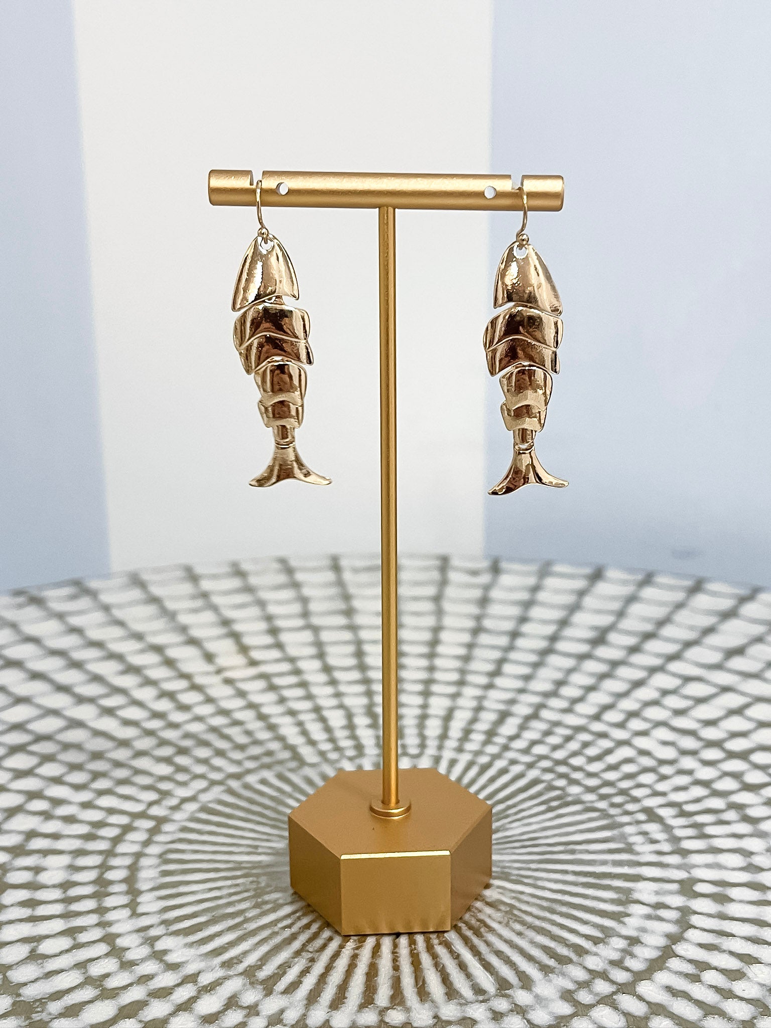 Gold Fish Drop Earrings SW Trading