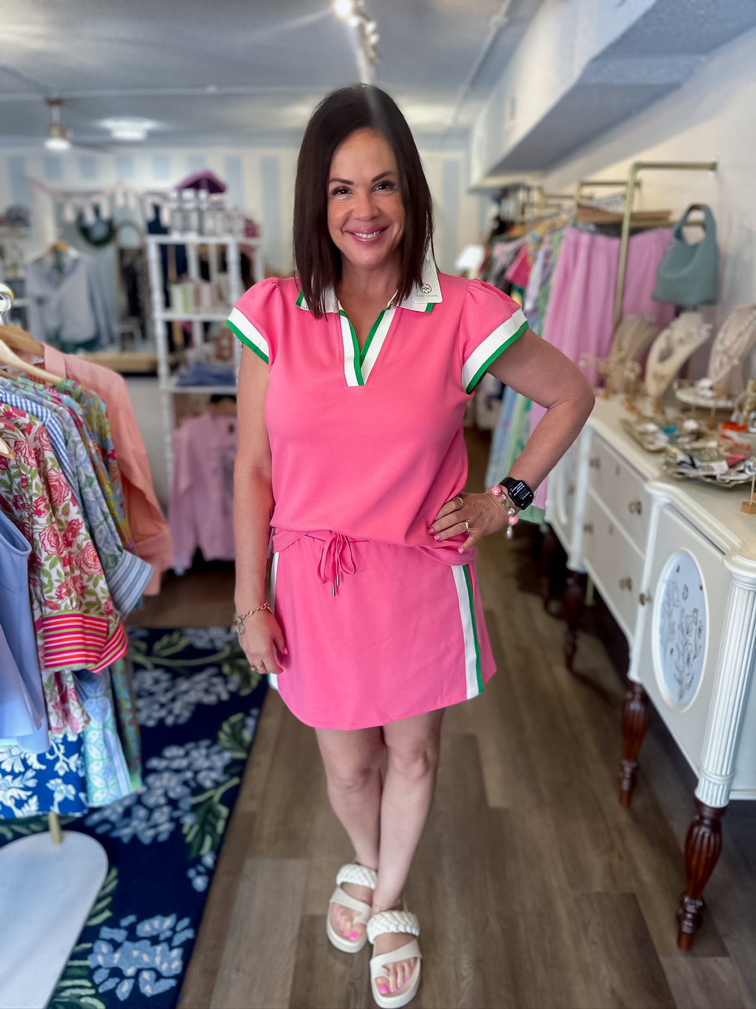 Carissa Two Piece Set – Pink &amp; White Mary Square