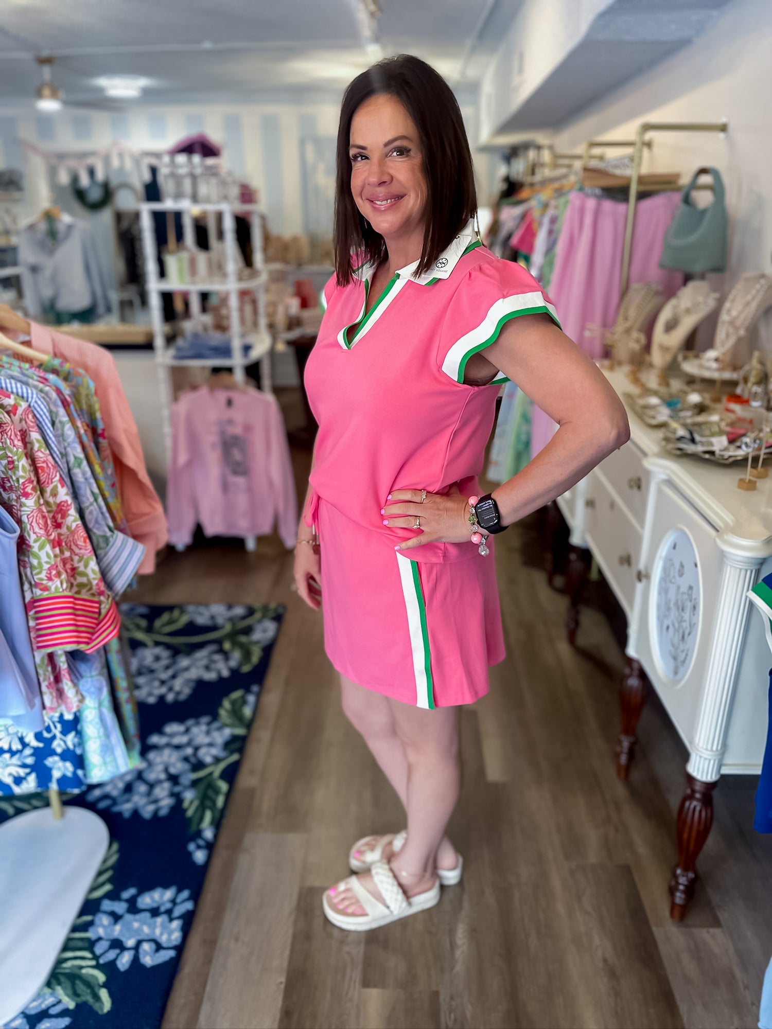Carissa Two Piece Set – Pink &amp; White Mary Square