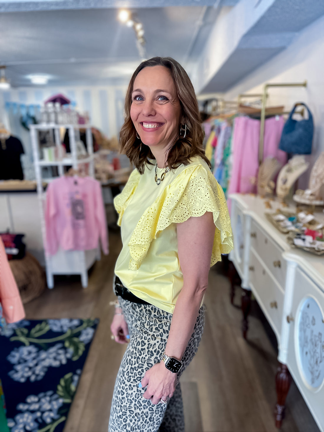 Flirt &amp; Flutter Eyelet Top - Yellow Vine &amp; Love
