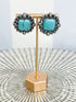 Turquoise Square Beaded Edge Earrings SW Trading