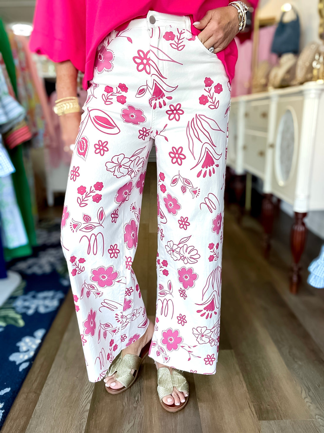 Pink Bloom Wide Leg Pants Easel