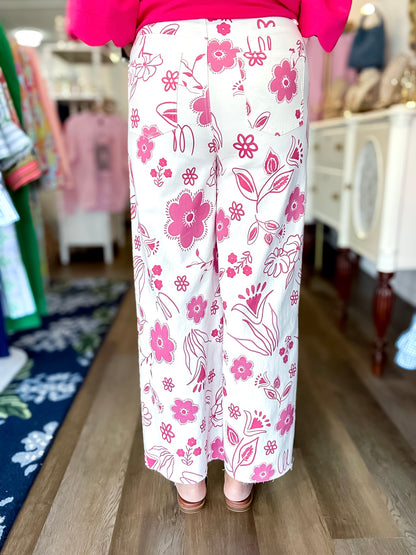 Pink Bloom Wide Leg Pants Easel