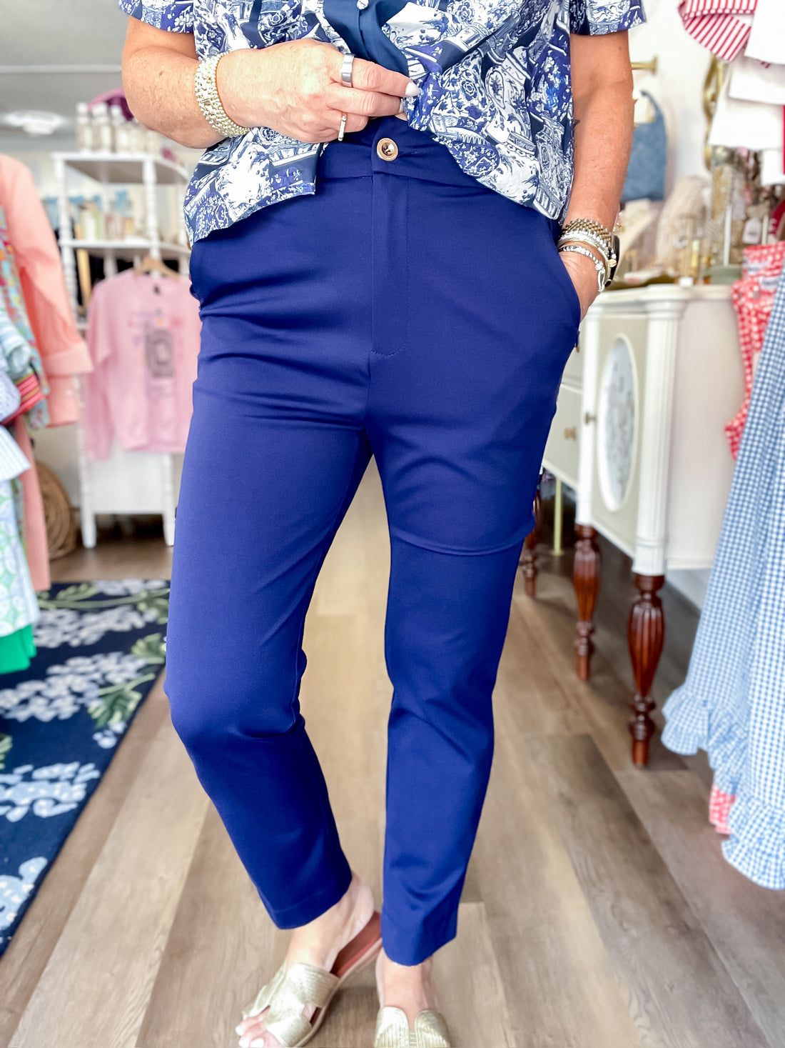 Waters Edge Straight Leg Pants - Navy Dear Scarlet