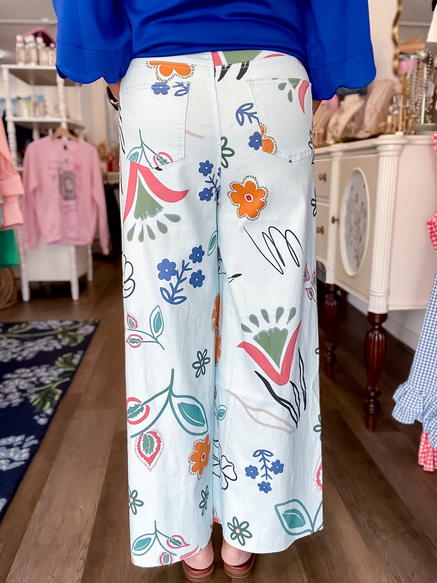 Blue Garden Wide Leg Pants Easel