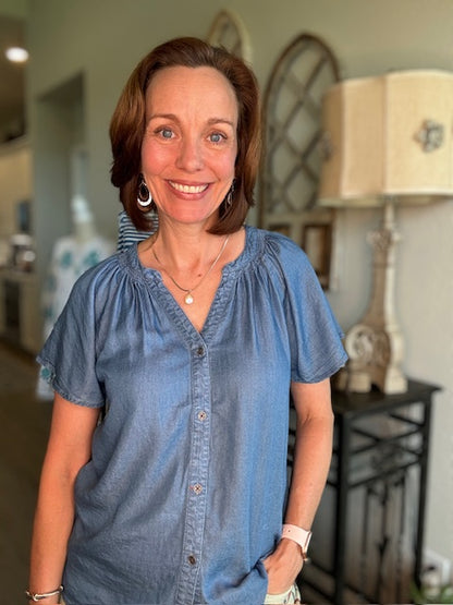 Lora Chambray Top