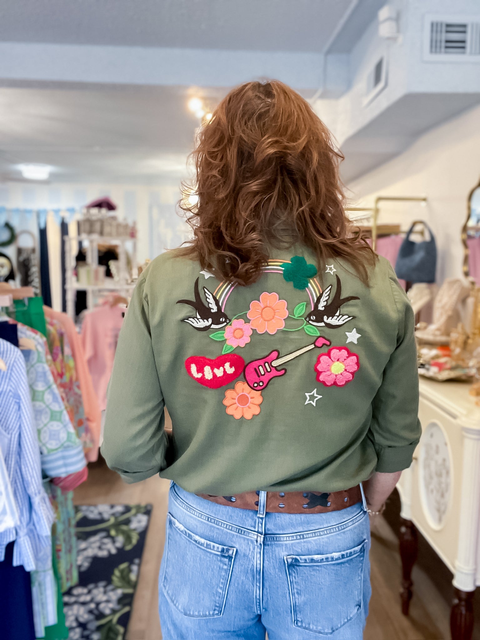 Birds of a Feather Embroidered Top Billy T