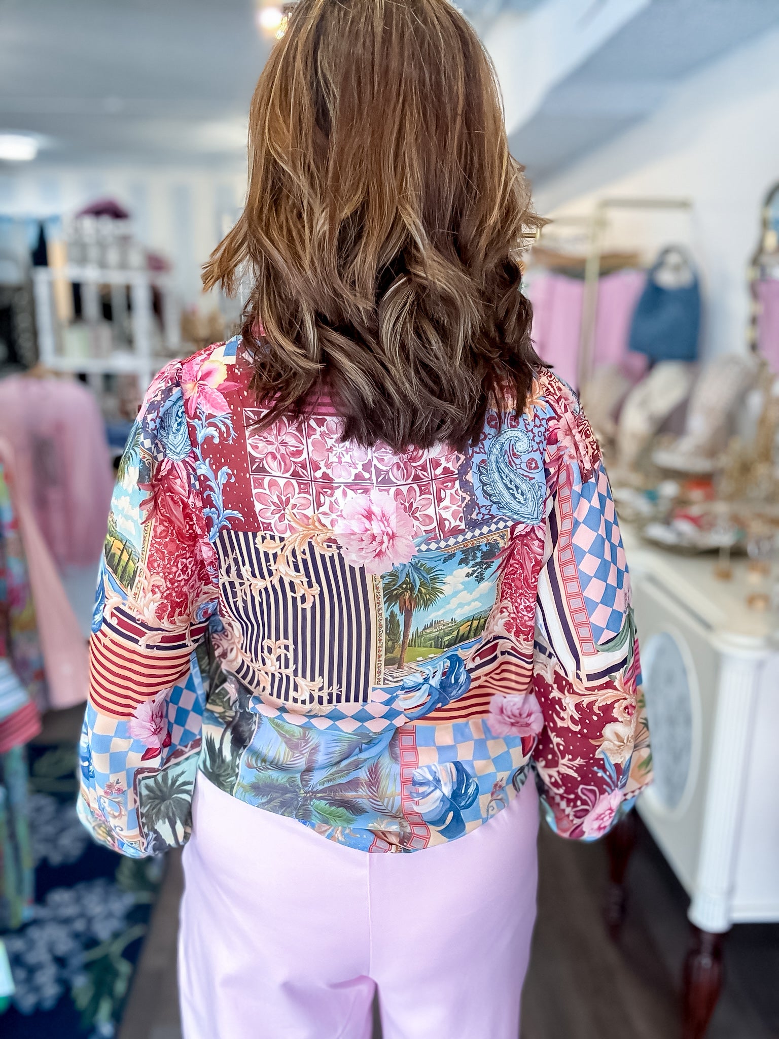 Island Mosaic Tie Blouse Sugarlips