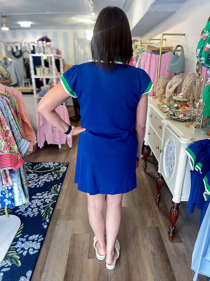 Carissa Two Piece Set – Navy &amp; Green Mary Square