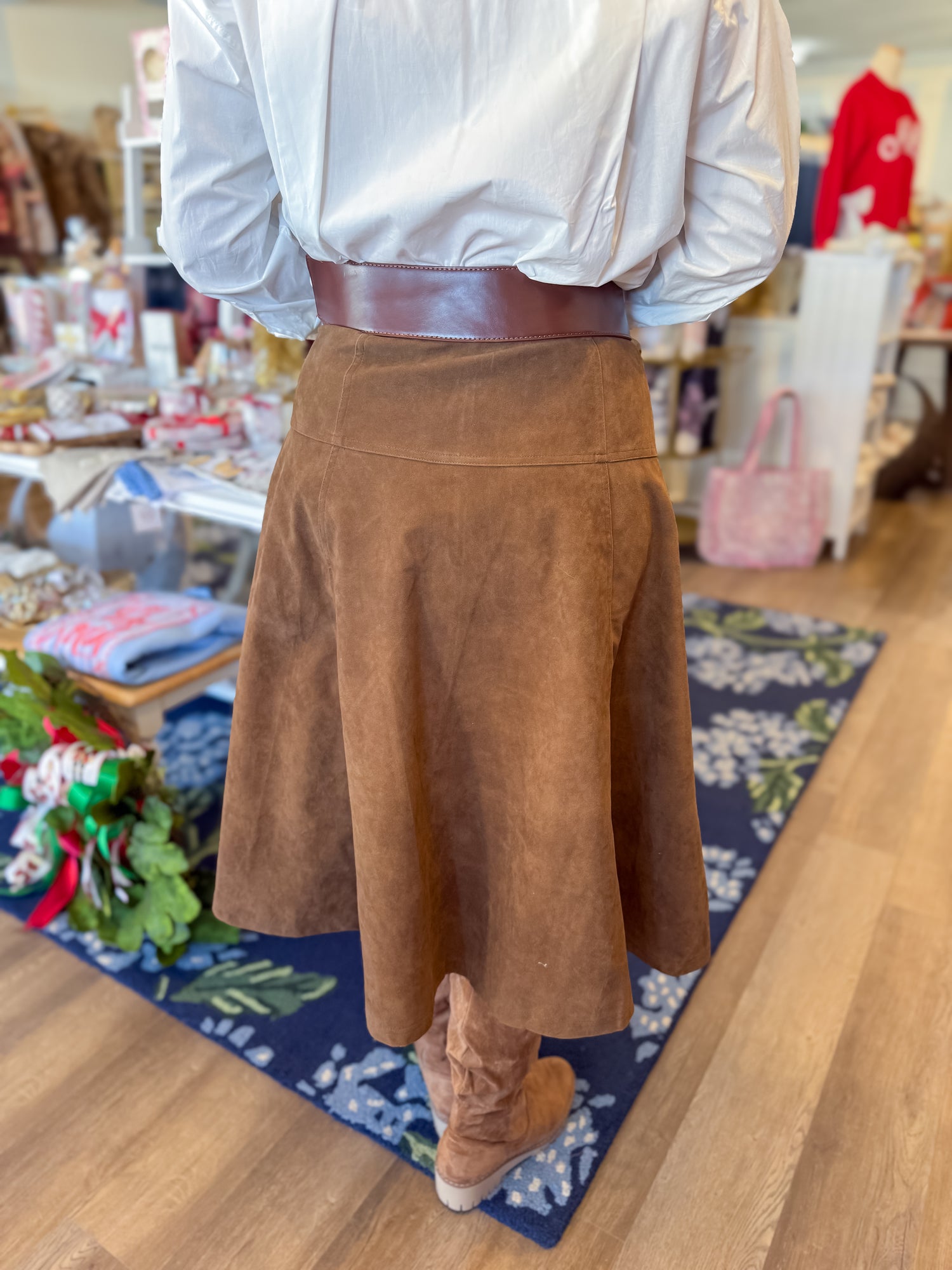 Saddle Rose Faux Suede Skirt Threads of Grace