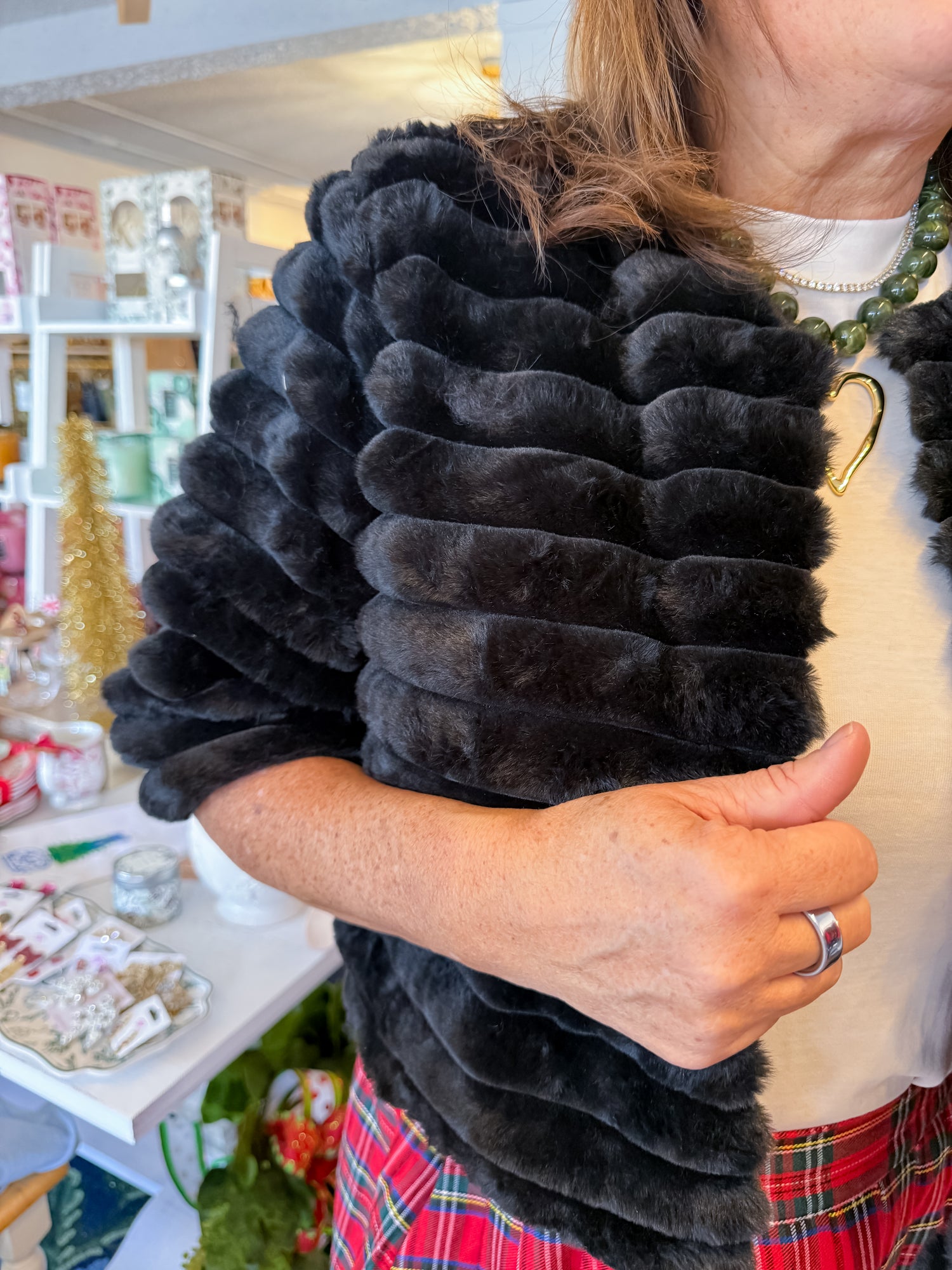 Midnight Luxe Faux Fur Crop Jacket Threads of Grace