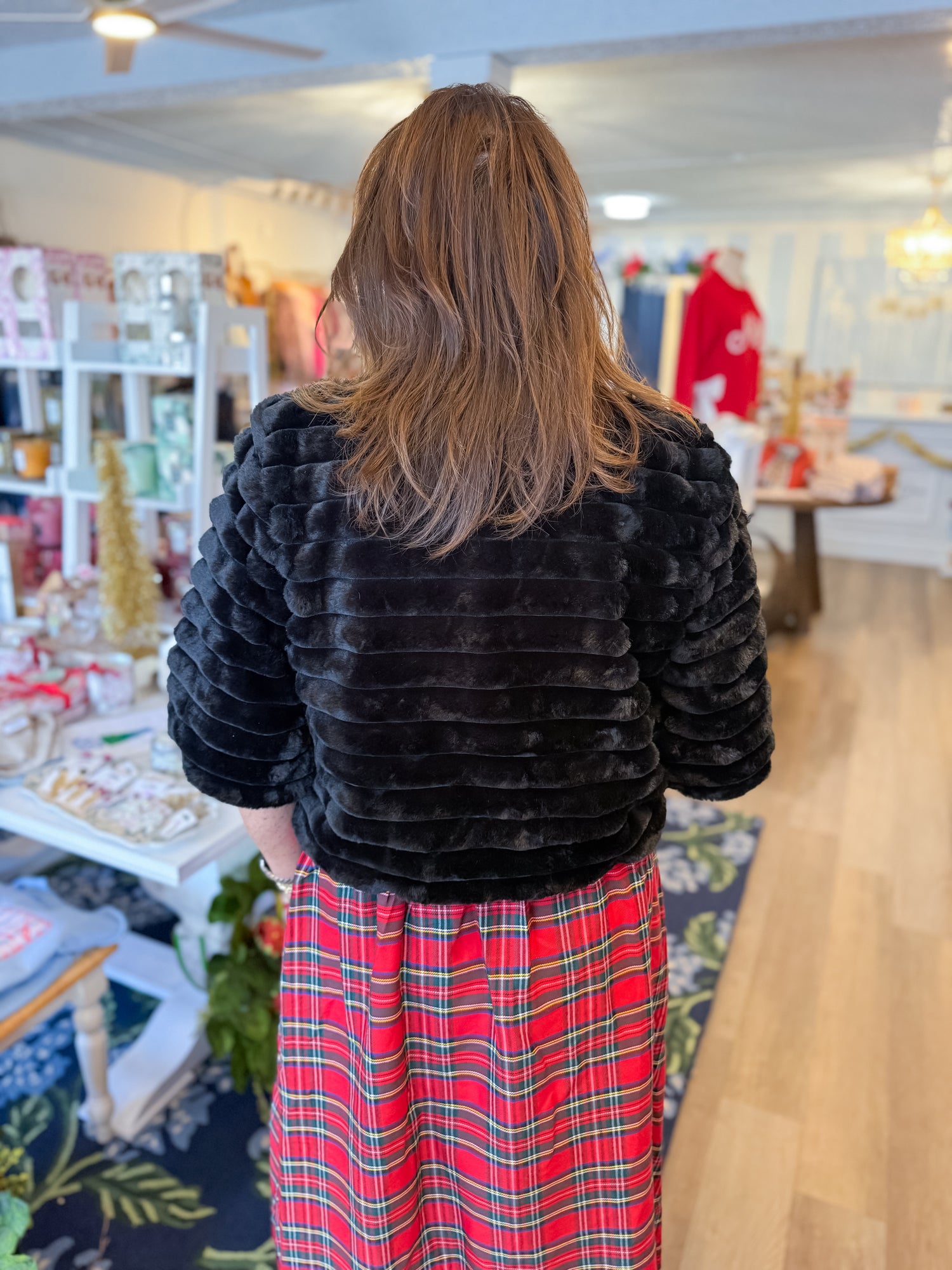 Midnight Luxe Faux Fur Crop Jacket Threads of Grace