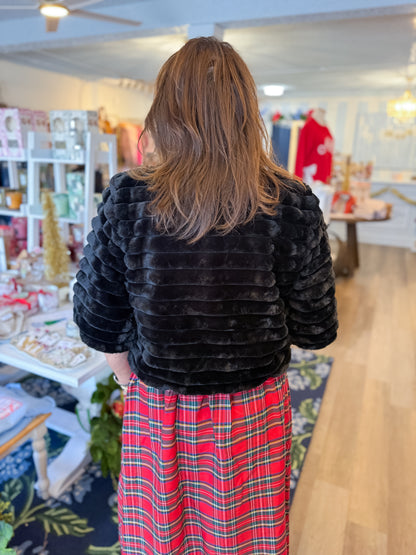 Midnight Luxe Faux Fur Crop Jacket Threads of Grace