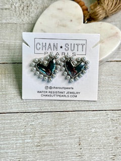 Pearl heart earrings