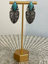 Blue Stone Feather Dangle Earrings SW Trading