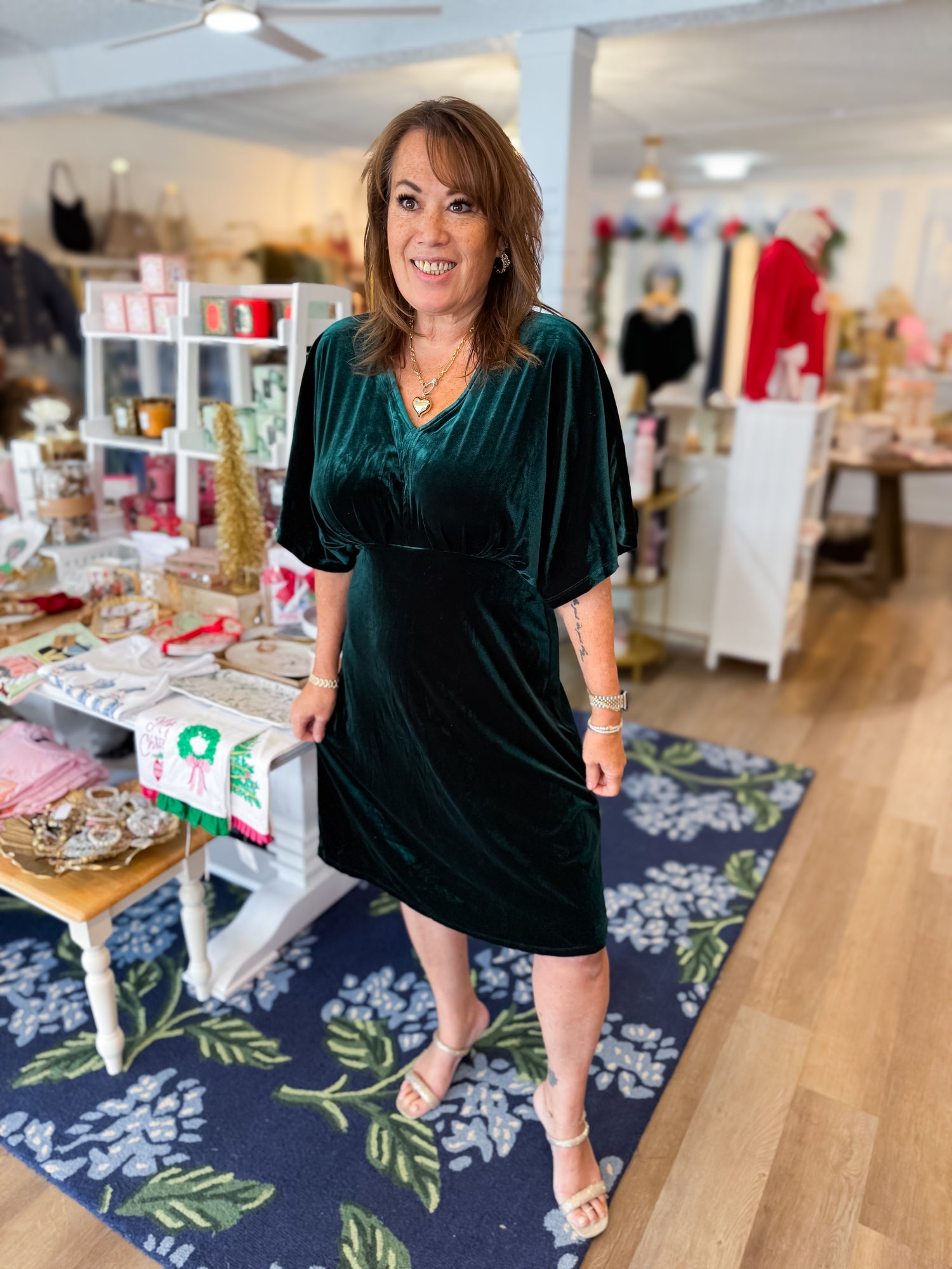 Emerald Eve Velvet Dress Threads of Grace