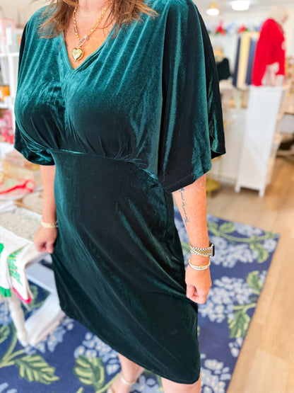 Emerald Eve Velvet Dress Threads of Grace
