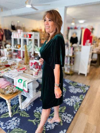Emerald Eve Velvet Dress Threads of Grace