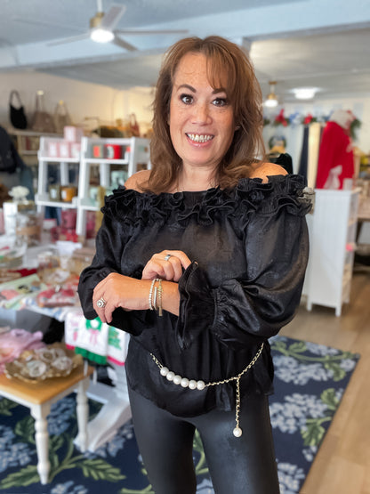 Metallic Ruffle Soiree Top Vine &amp; Love