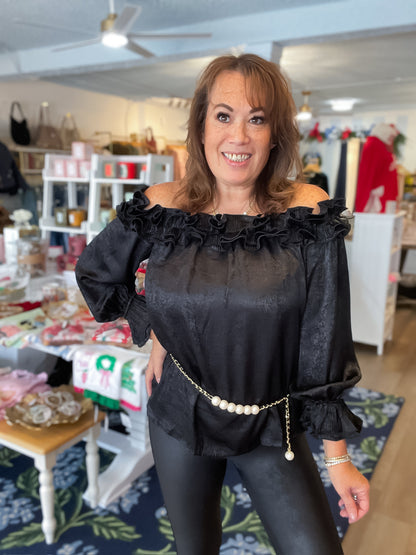 Metallic Ruffle Soiree Top Vine &amp; Love