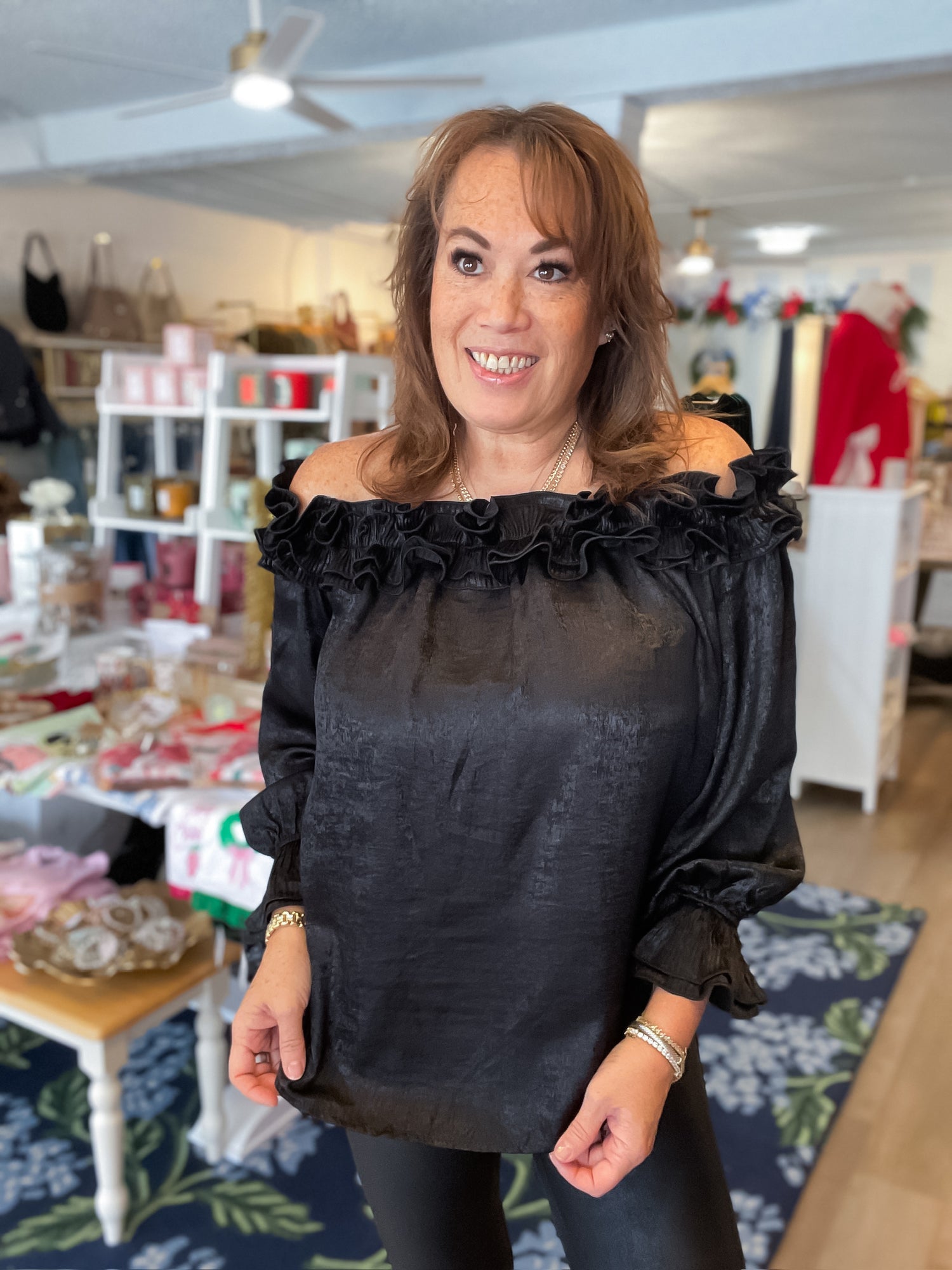 Metallic Ruffle Soiree Top Vine &amp; Love