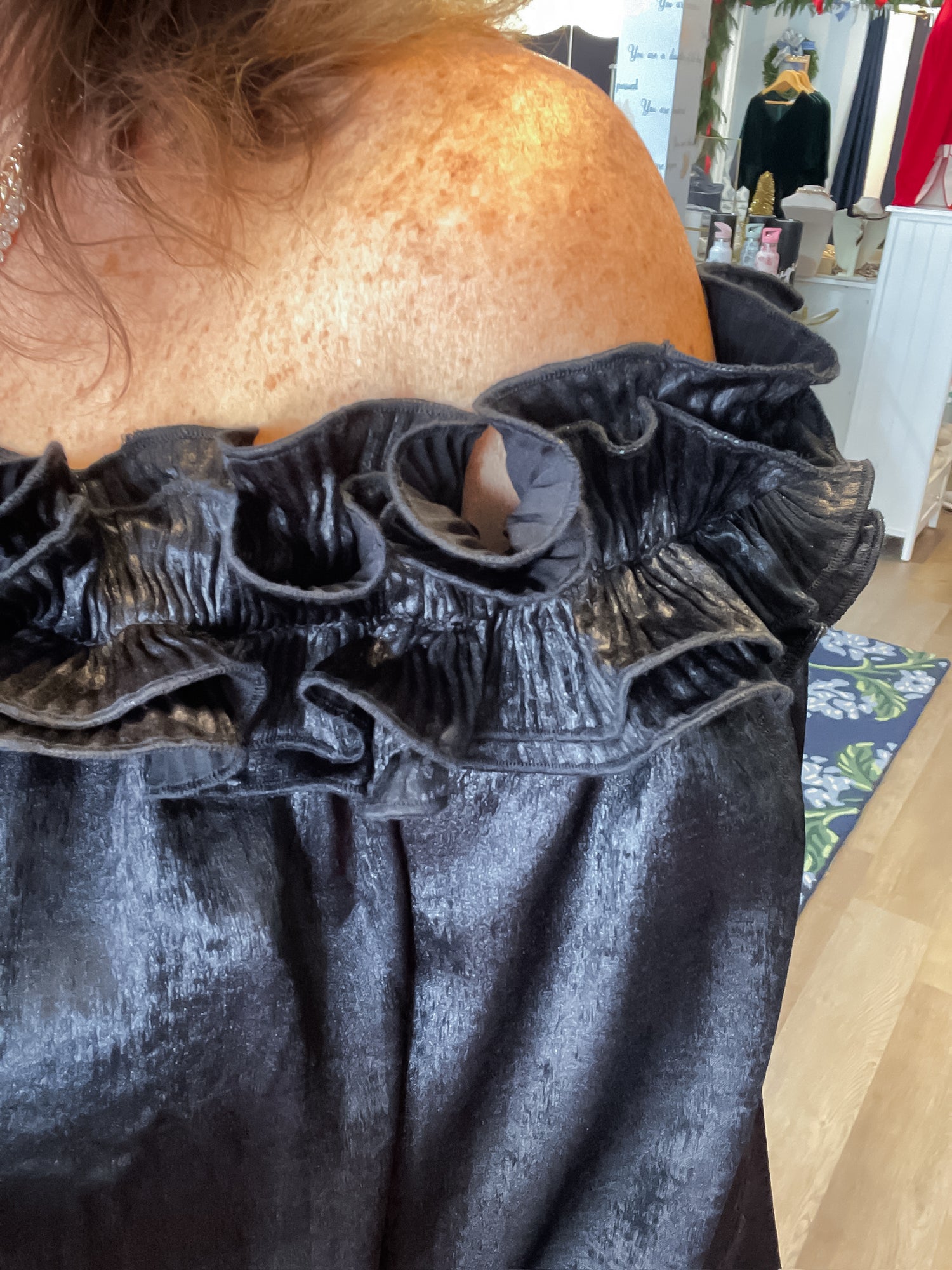 Metallic Ruffle Soiree Top Vine &amp; Love