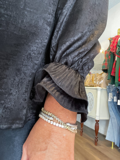 Metallic Ruffle Soiree Top Vine &amp; Love