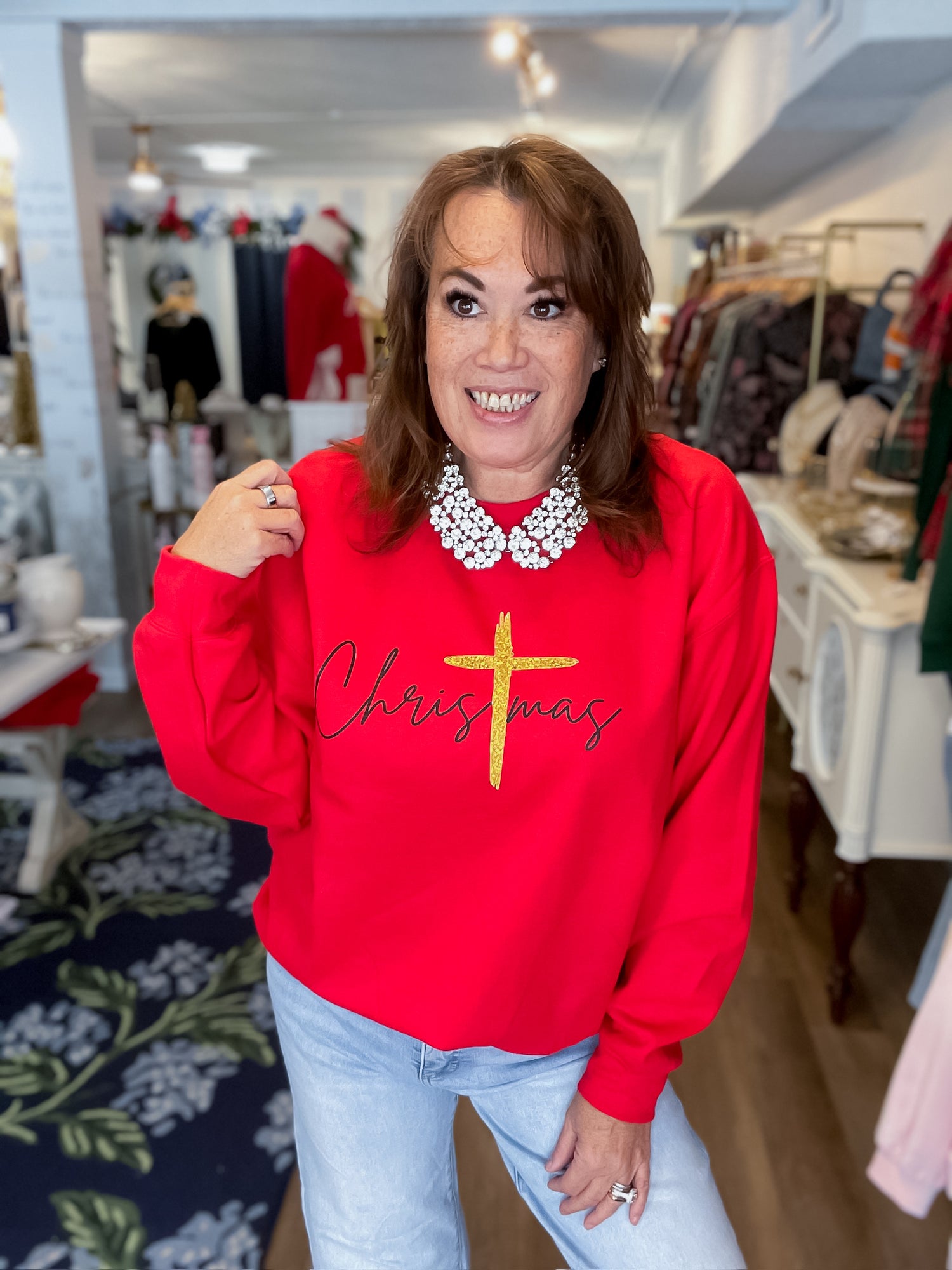 Christ-Centered Christmas Sweatshirt Threads of Grace