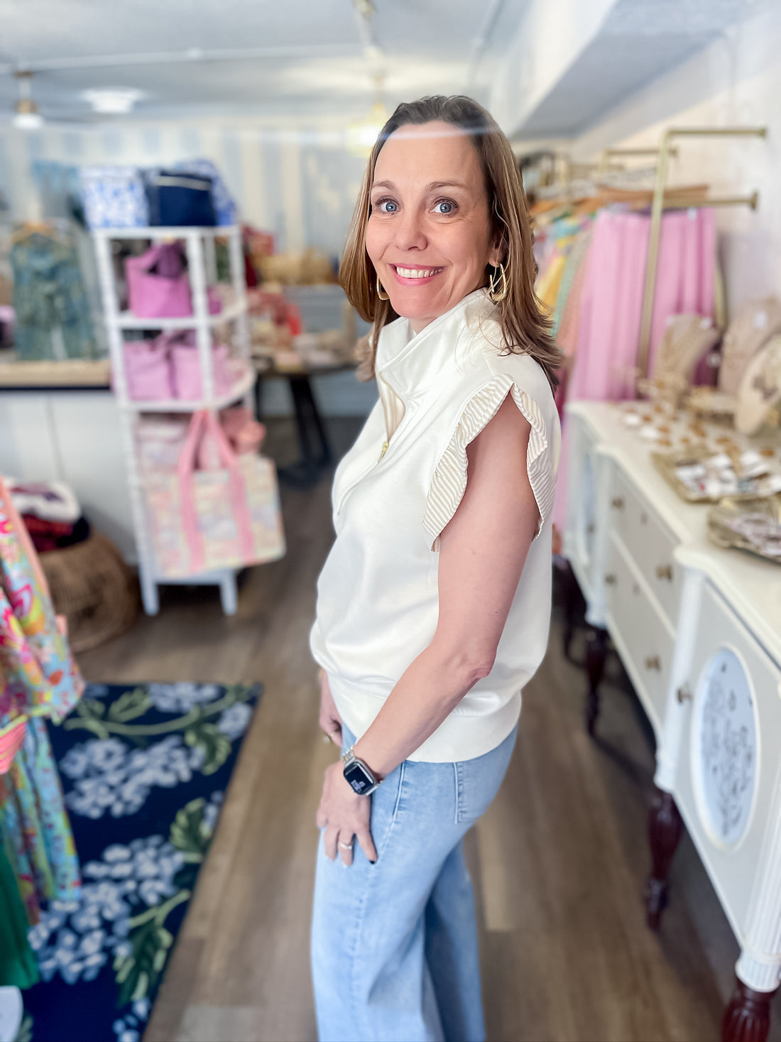 Luxe Motion Zip Top - Cream Umgee