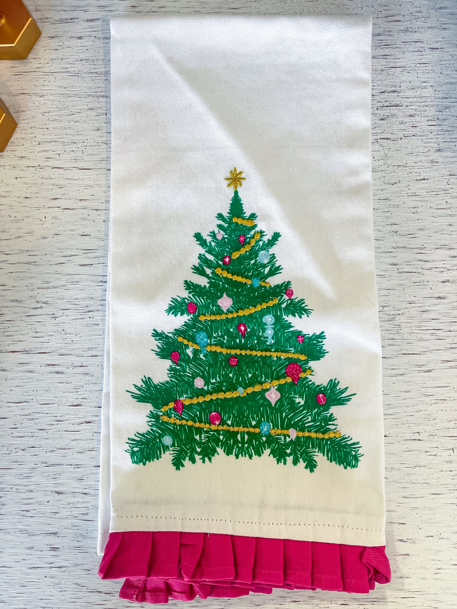 Tea towel Chinoiserie Tree Embroidered Mary Square