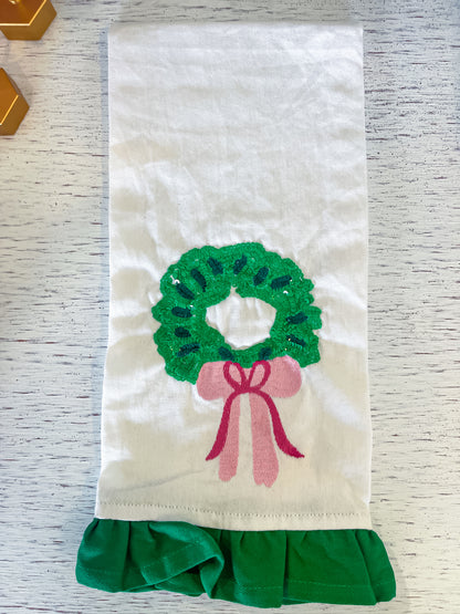 Tea Towel Sequin Wreath Mary Square