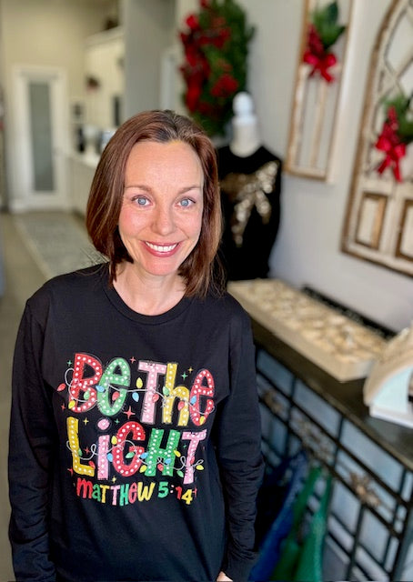 Be the light long sleeve Christmas crew shirt 