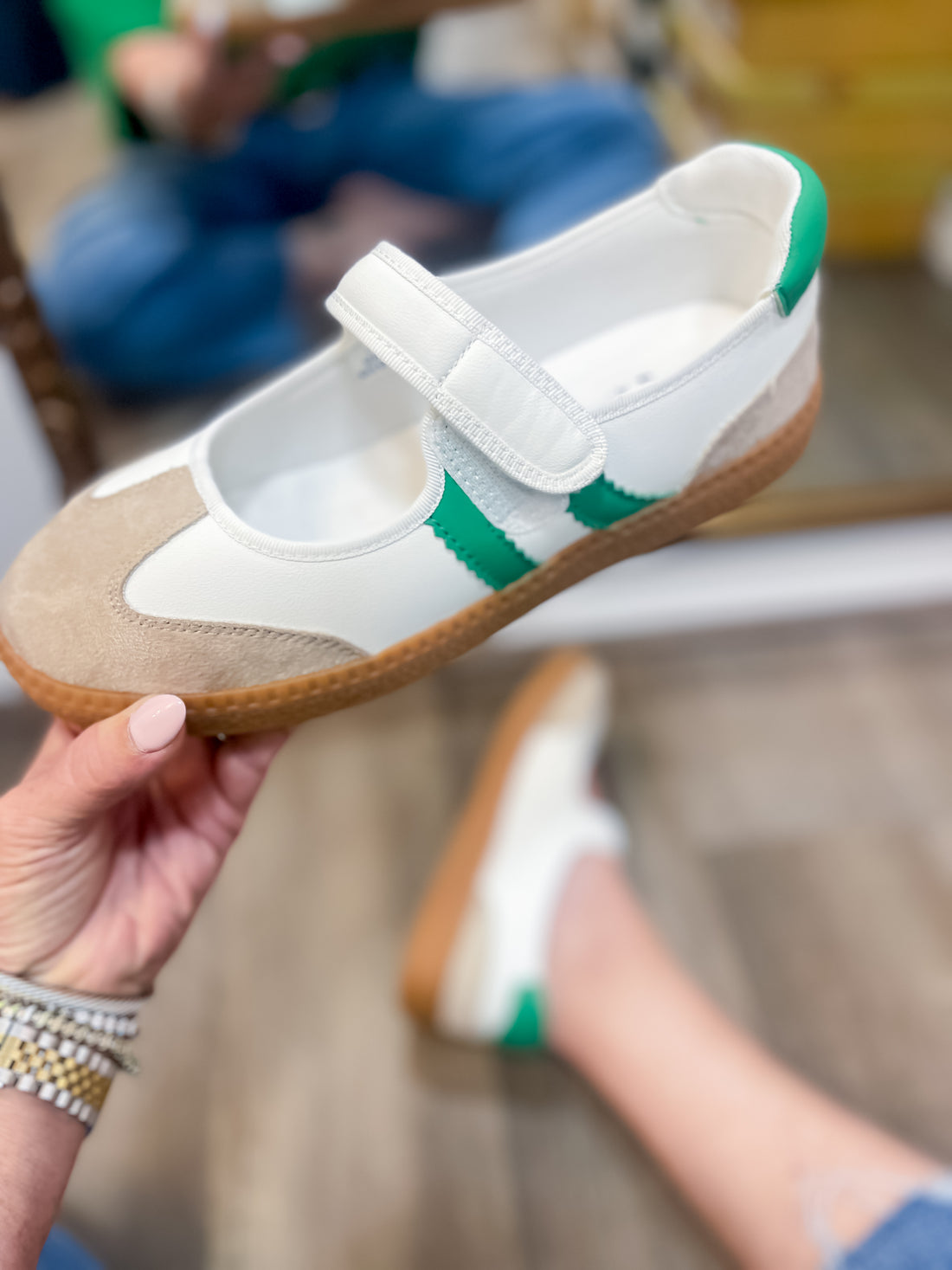 Calm Down - White &amp; Green Sneaker Shoe Corkys