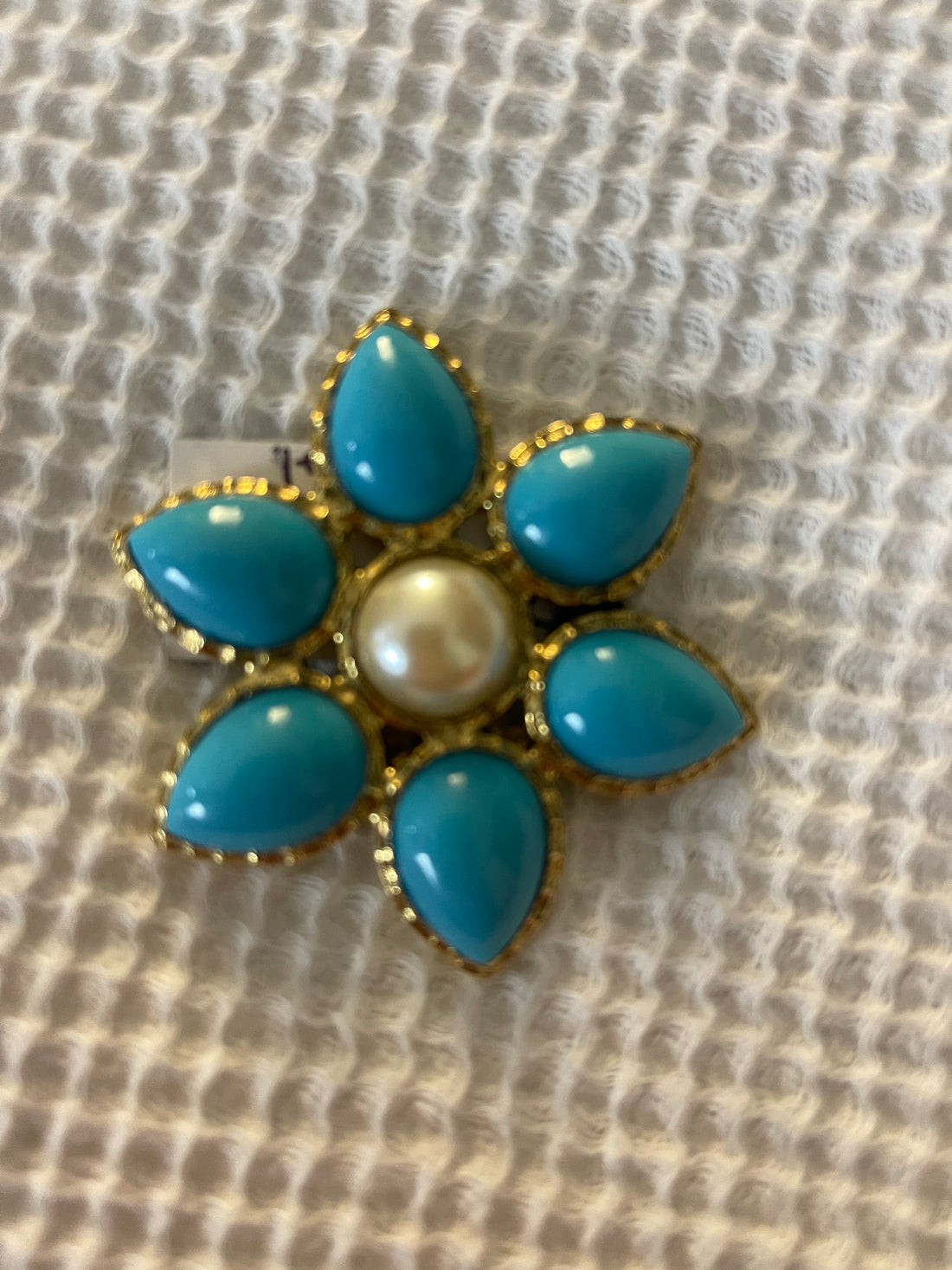 Turquoise Bloom Vintage Brooch Yochi NY