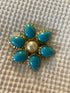 Turquoise Bloom Vintage Brooch Yochi NY