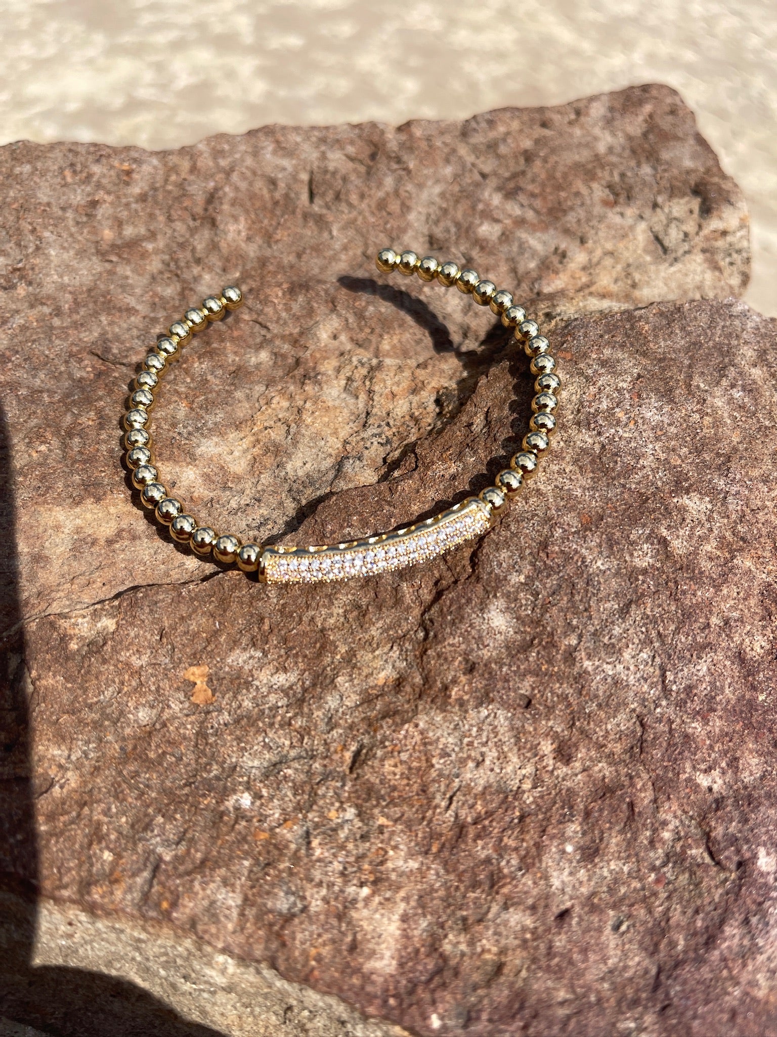 Crystal Bar Beaded Cuff Silver and Accessories