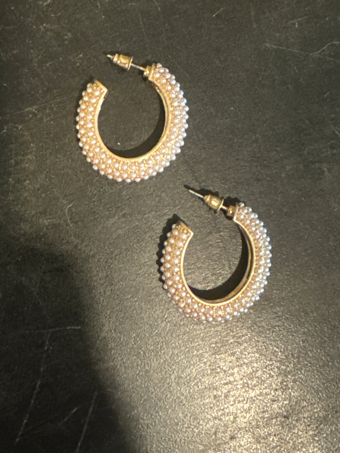 Golden Pearl Whisper Hoops