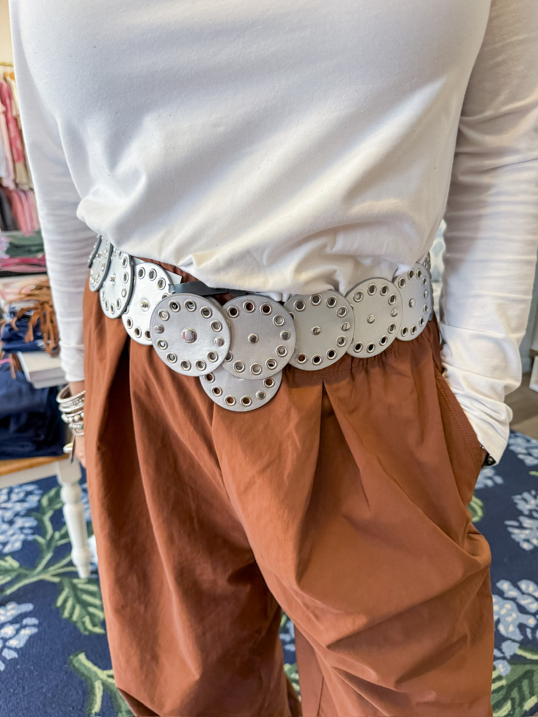 Nightfall Grommet Concho Belt - Silver