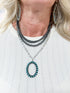 Layered Silver & Turquoise Pendant Necklace SW Trading