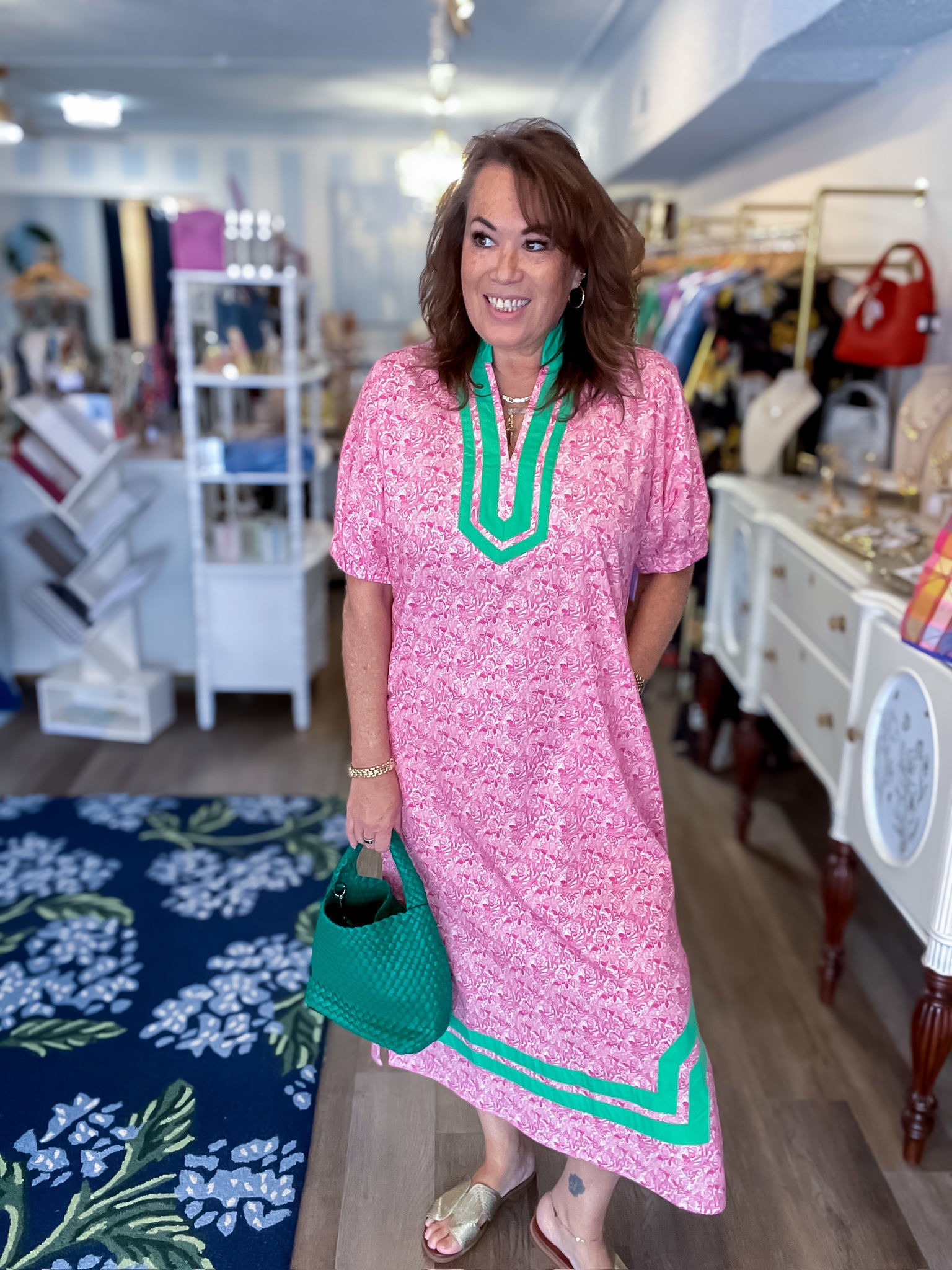 Palm Court Pink Midi Dress Entro