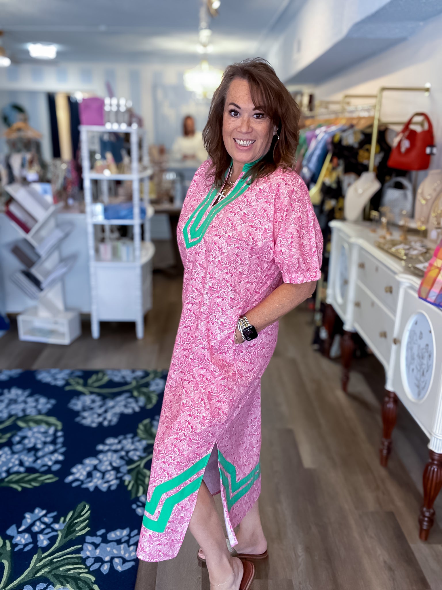 Palm Court Pink Midi Dress Entro