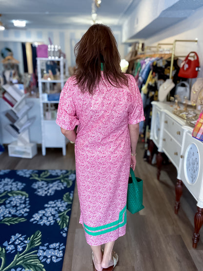 Palm Court Pink Midi Dress Entro