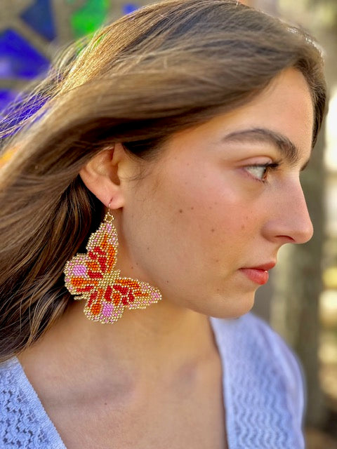 Beaded butterfly earrings