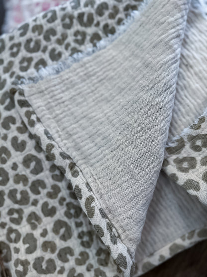 Soft Spot Leopard Throw Blanket- Taupe Mudpie